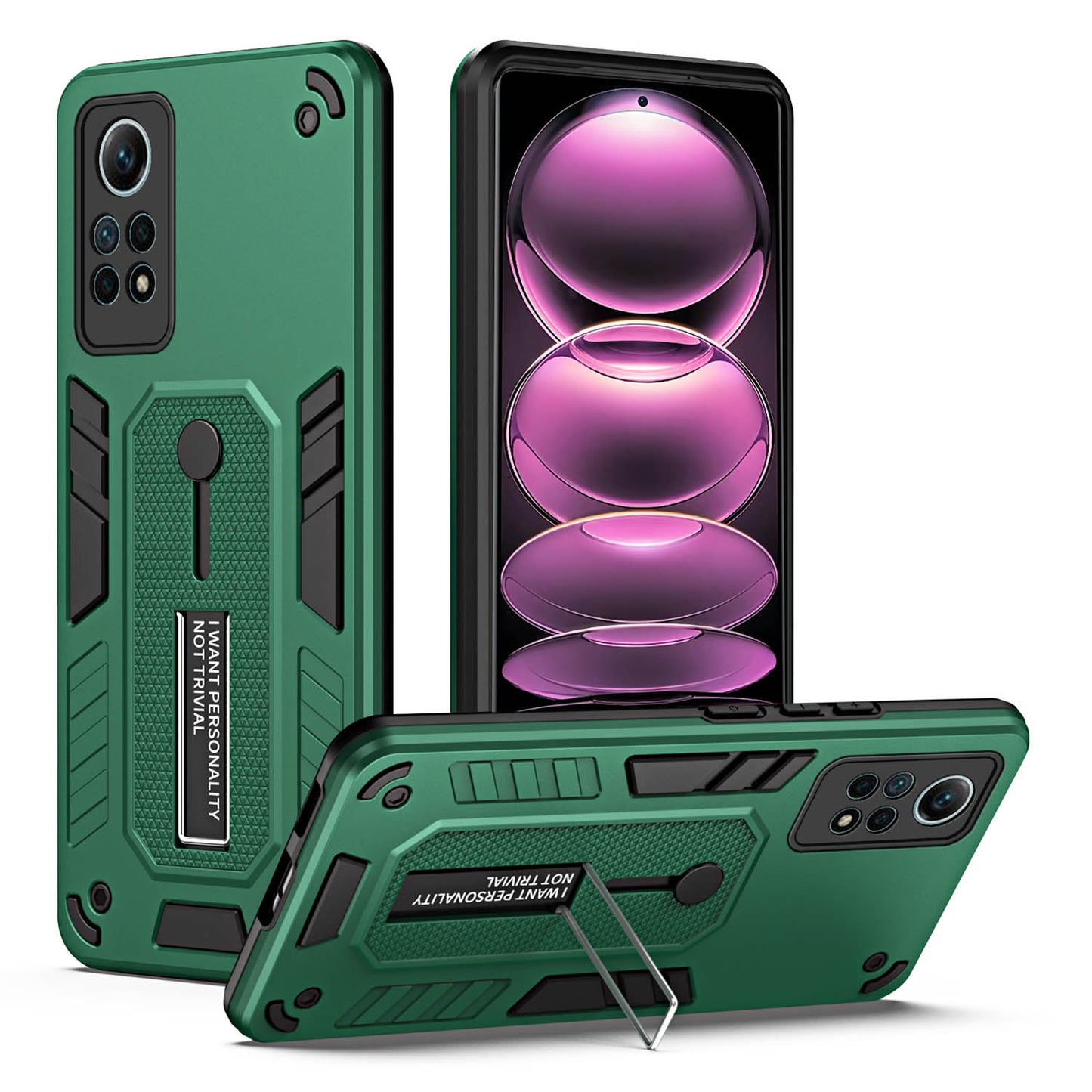 For Xiaomi Redmi Note 12 Pro 4G Metal Kickstand Phone Case Finger Ring Strap TPU+PC Cover