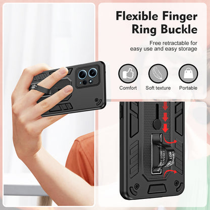 For Xiaomi Redmi Note 12 4G TPU+PC Phone Cover Hidden Kickstand Case with Soft Ring Strap