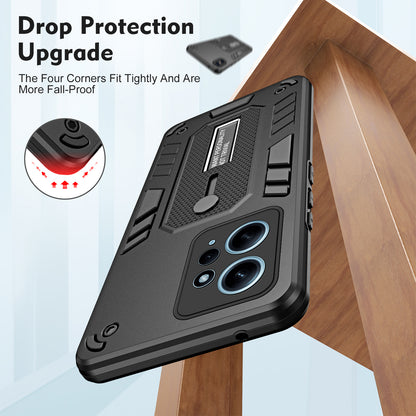 For Xiaomi Redmi Note 12 4G TPU+PC Phone Cover Hidden Kickstand Case with Soft Ring Strap