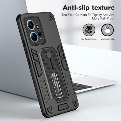 For Xiaomi Redmi Note 12 4G TPU+PC Phone Cover Hidden Kickstand Case with Soft Ring Strap