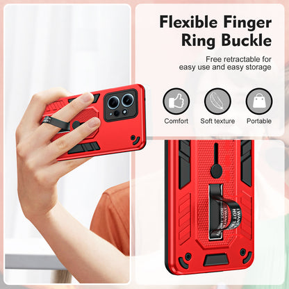 For Xiaomi Redmi Note 12 4G TPU+PC Phone Cover Hidden Kickstand Case with Soft Ring Strap