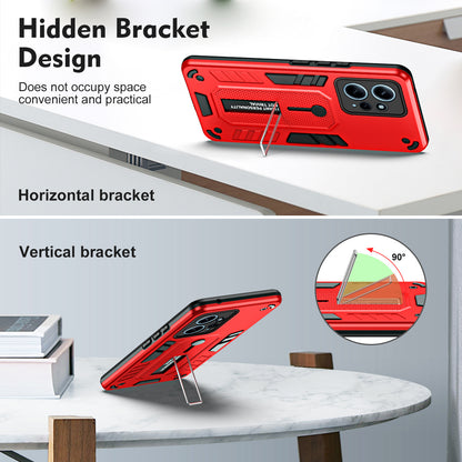 For Xiaomi Redmi Note 12 4G TPU+PC Phone Cover Hidden Kickstand Case with Soft Ring Strap