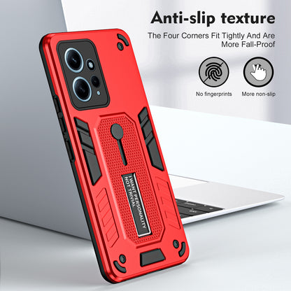 For Xiaomi Redmi Note 12 4G TPU+PC Phone Cover Hidden Kickstand Case with Soft Ring Strap