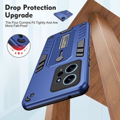 For Xiaomi Redmi Note 12 4G TPU+PC Phone Cover Hidden Kickstand Case with Soft Ring Strap