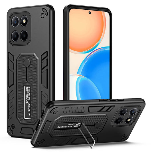 For Honor X8 5G / X6 4G / X6s 4G Silicone Ring Strap Phone Case TPU+PC Back Cover with Hidden Kickstand