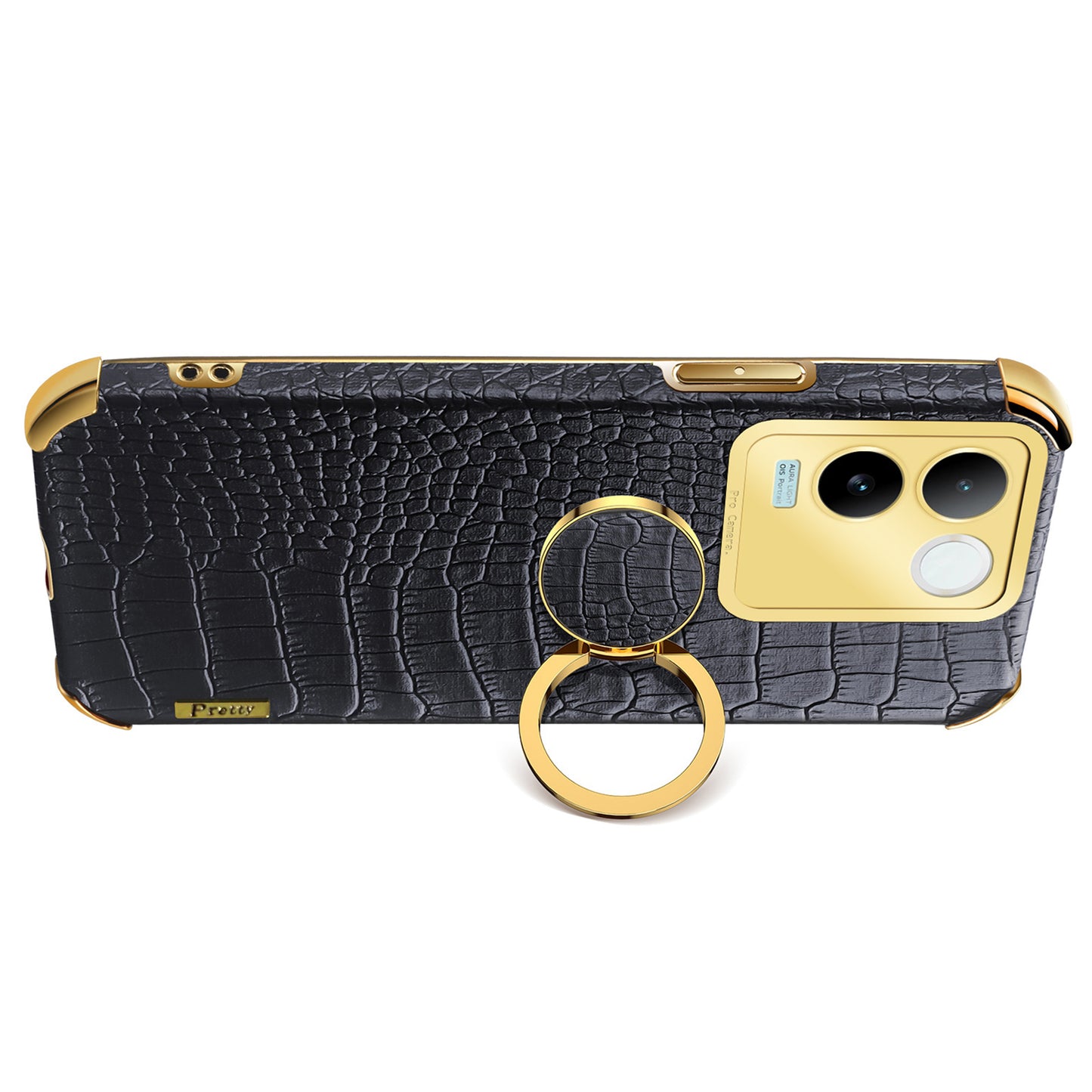 For vivo S17e 5G Crocodile Texture Phone Case 6D Electroplated Kickstand PU Leather + TPU Cover