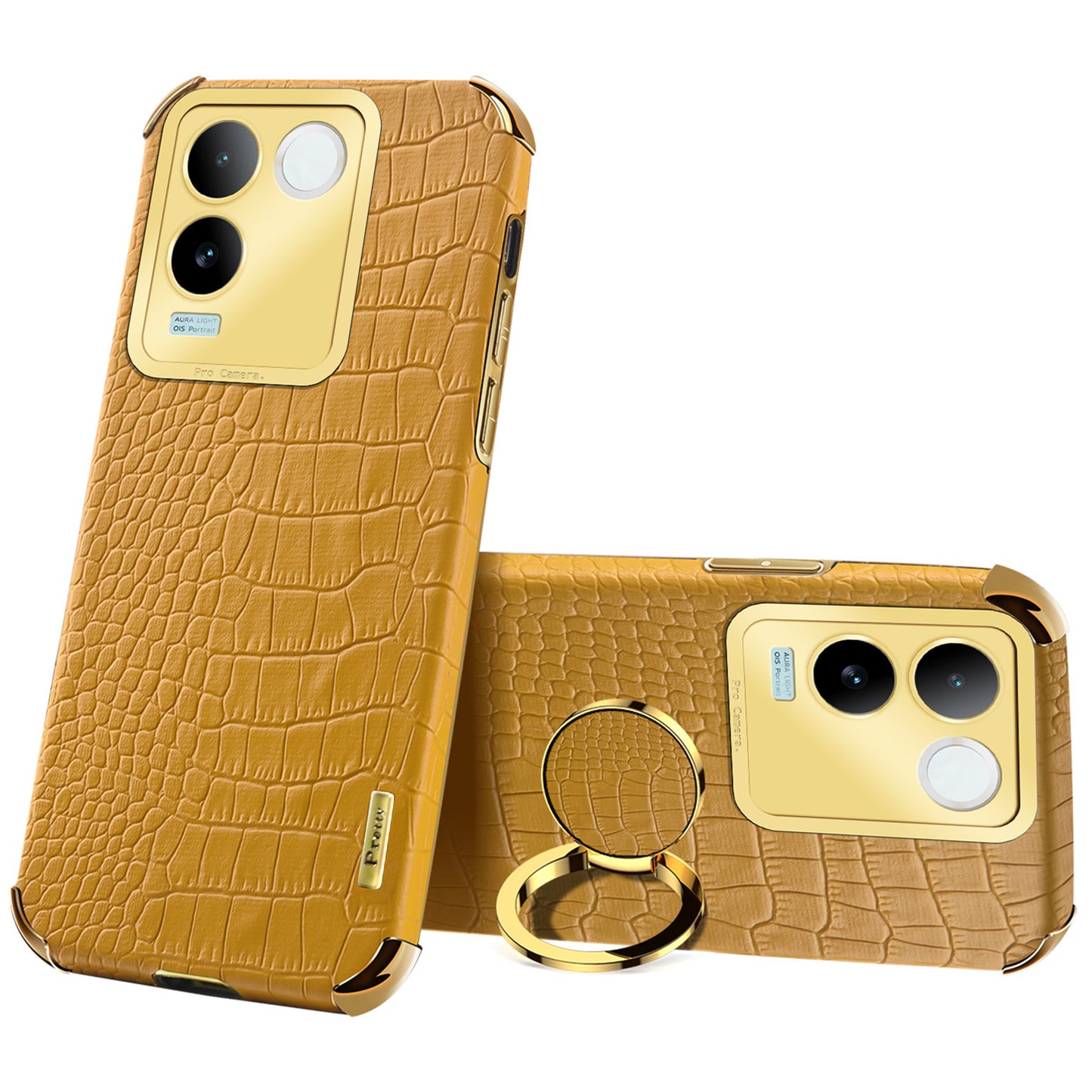 For vivo S17e 5G Crocodile Texture Phone Case 6D Electroplated Kickstand PU Leather + TPU Cover