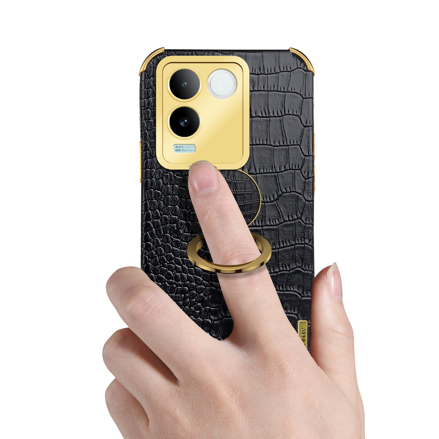 For vivo S17e 5G Crocodile Texture Phone Case 6D Electroplated Kickstand PU Leather + TPU Cover
