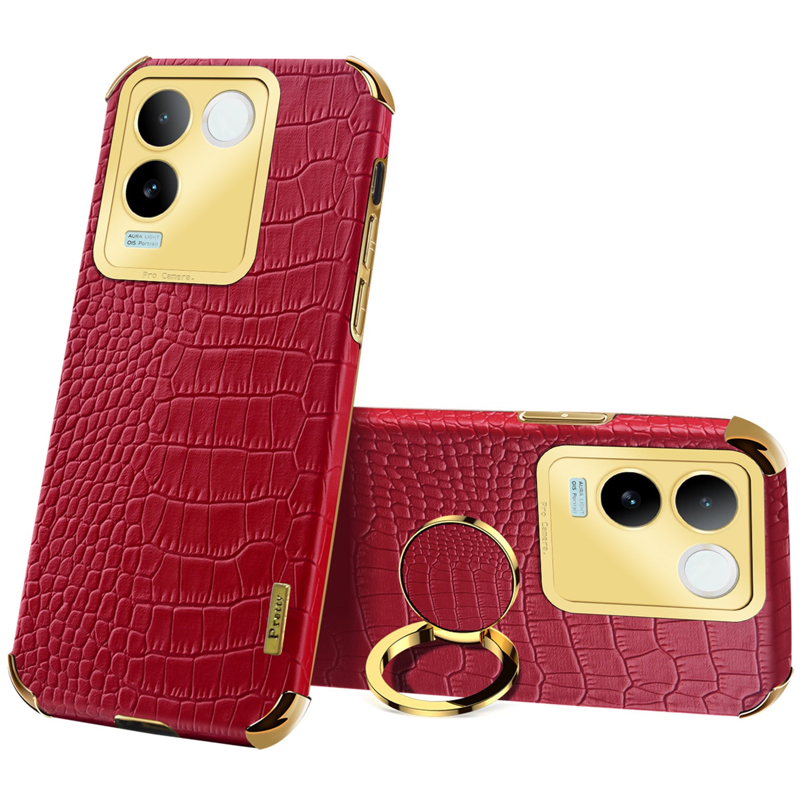 For vivo S17e 5G Crocodile Texture Phone Case 6D Electroplated Kickstand PU Leather + TPU Cover