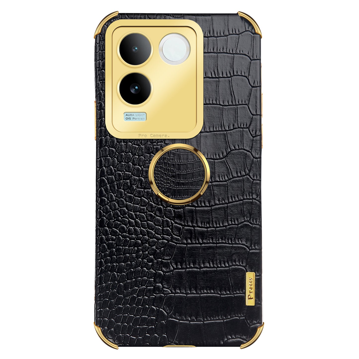 For vivo S17e 5G Crocodile Texture Phone Case 6D Electroplated Kickstand PU Leather + TPU Cover