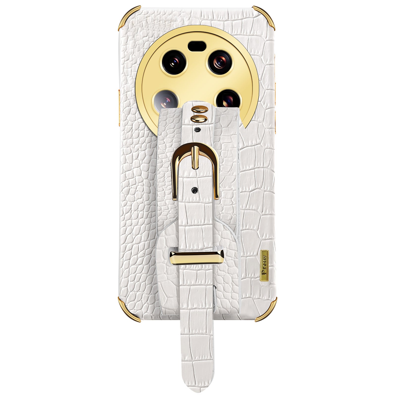 For Xiaomi 13 Ultra Electroplating Phone Case PU Leather Coated TPU Cover with Wristband Kickstand