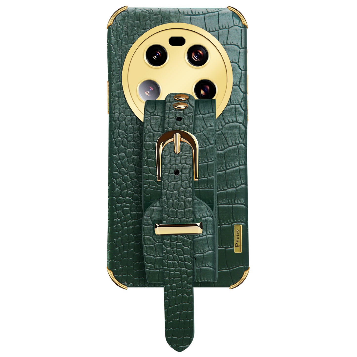 For Xiaomi 13 Ultra Electroplating Phone Case PU Leather Coated TPU Cover with Wristband Kickstand