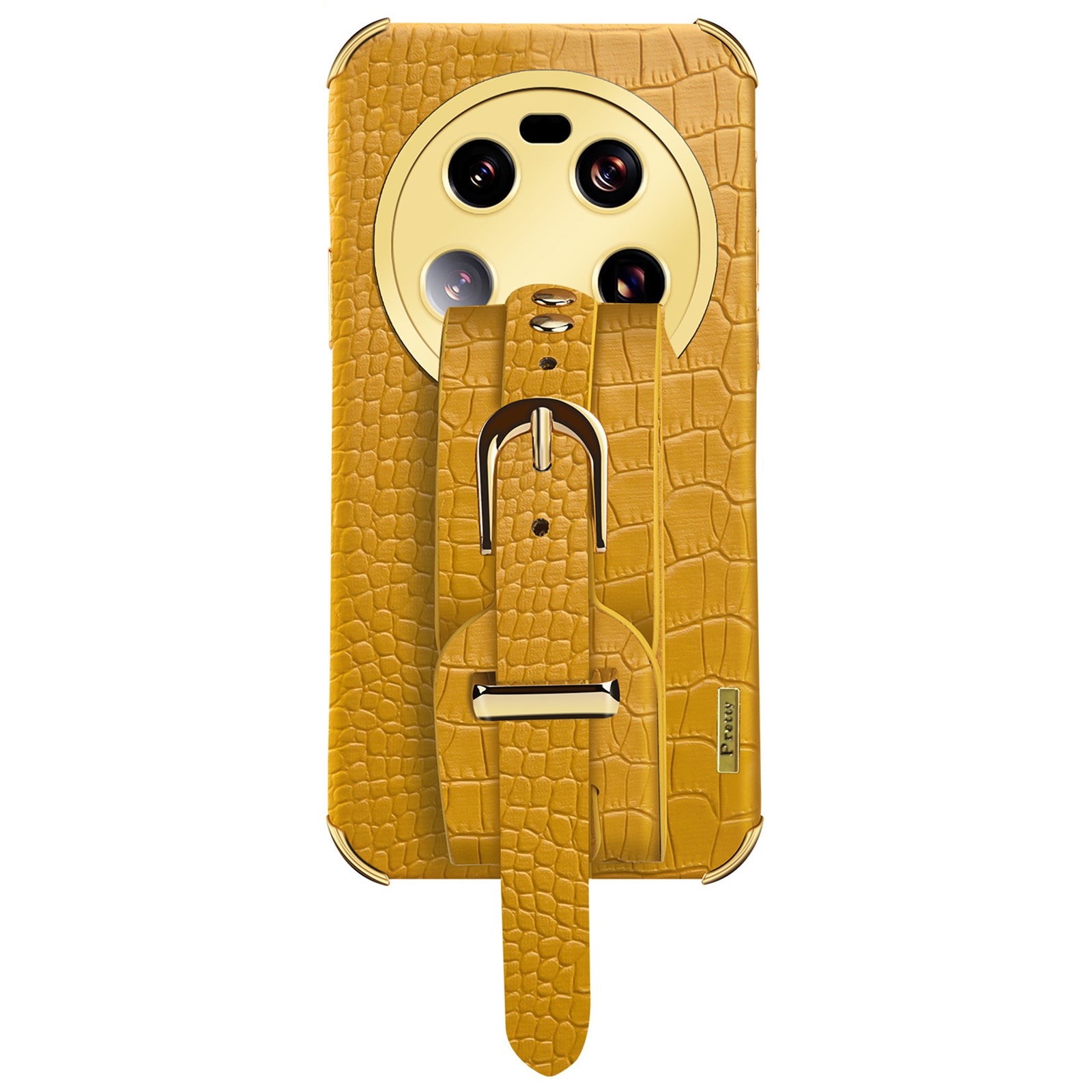 For Xiaomi 13 Ultra Electroplating Phone Case PU Leather Coated TPU Cover with Wristband Kickstand