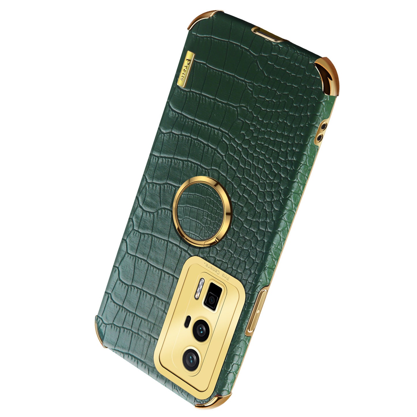 For Xiaomi Poco F5 Pro 5G / Redmi K60 5G / K60 Pro 5G Ring Kickstand Phone Case Crocodile Texture Leather Coated TPU Back Cover