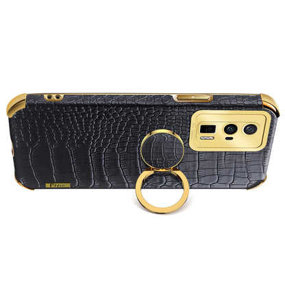 For Xiaomi Poco F5 Pro 5G / Redmi K60 5G / K60 Pro 5G Ring Kickstand Phone Case Crocodile Texture Leather Coated TPU Back Cover