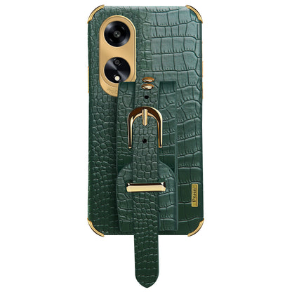 For Oppo A1 5G Electroplating Phone Case Wristband Kickstand Leather Coated TPU Phone Cover