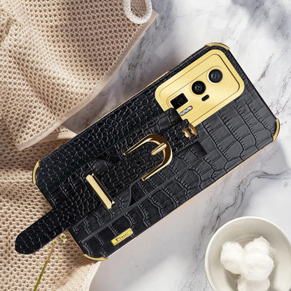 For Xiaomi Redmi K60 5G / K60 Pro 5G / Poco F5 Pro 5G Wristband Kickstand Case Electroplating PU Leather+ TPU Phone Cover