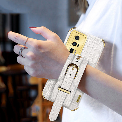 For Xiaomi Redmi K60 5G / K60 Pro 5G / Poco F5 Pro 5G Wristband Kickstand Case Electroplating PU Leather+ TPU Phone Cover