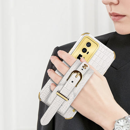 For Xiaomi Redmi K60 5G / K60 Pro 5G / Poco F5 Pro 5G Wristband Kickstand Case Electroplating PU Leather+ TPU Phone Cover