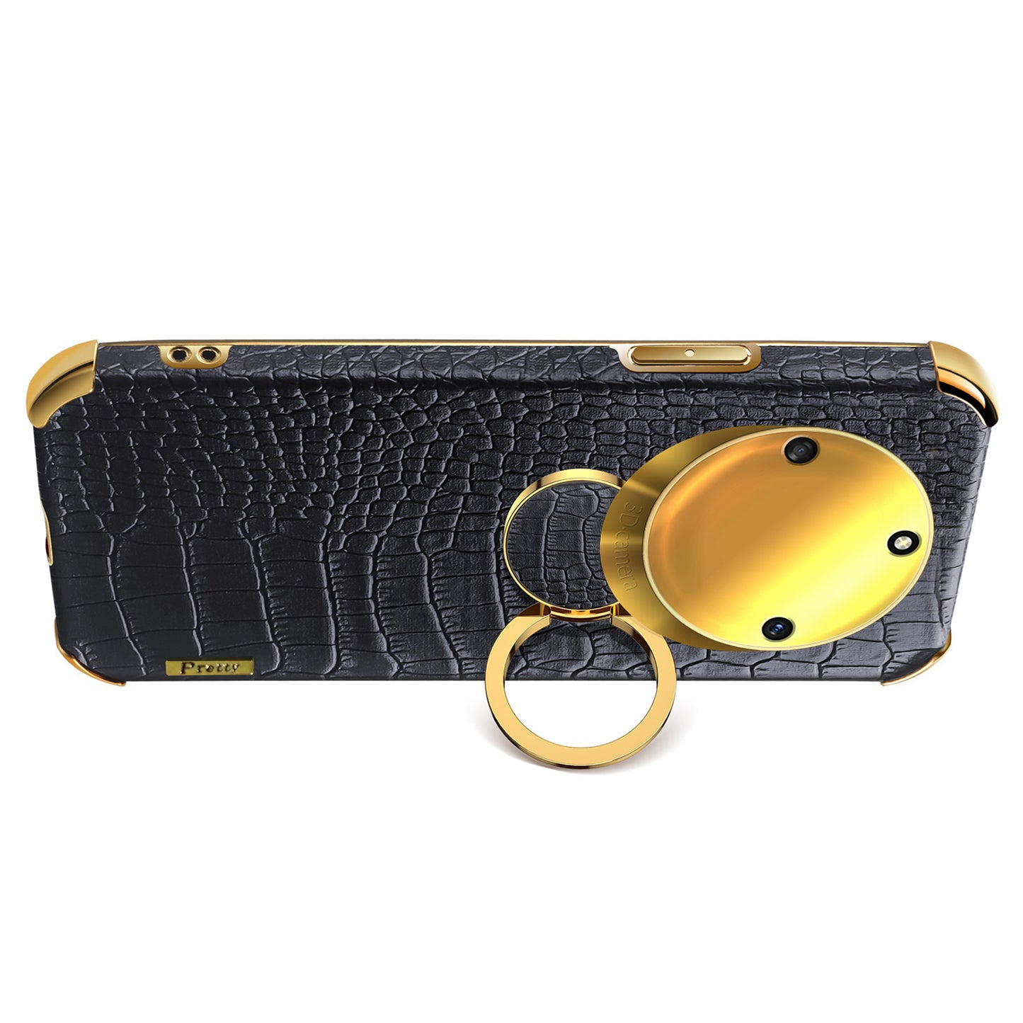 For Honor X40 5G Kickstand Phone Case Crocodile Texture PU Leather Coated 6D Electroplated TPU Cover