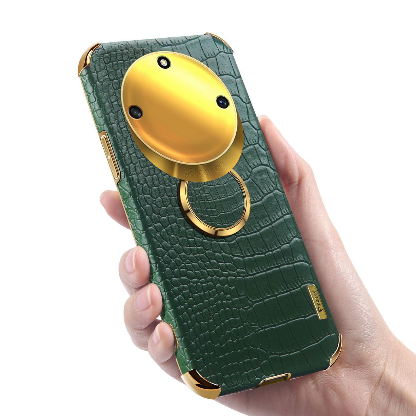 For Honor X40 5G Kickstand Phone Case Crocodile Texture PU Leather Coated 6D Electroplated TPU Cover