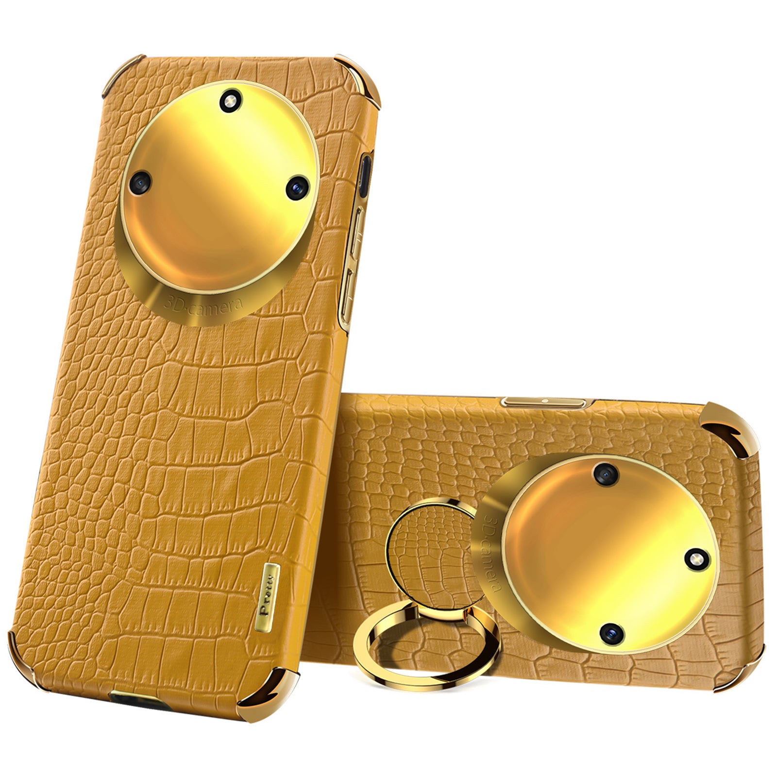 For Honor X40 5G Kickstand Phone Case Crocodile Texture PU Leather Coated 6D Electroplated TPU Cover