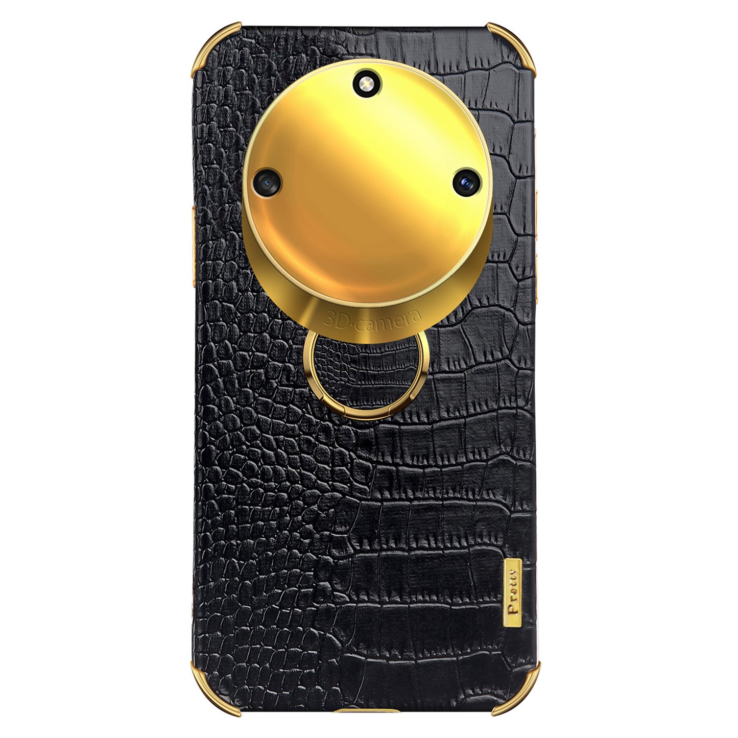 For Honor X40 5G Kickstand Phone Case Crocodile Texture PU Leather Coated 6D Electroplated TPU Cover