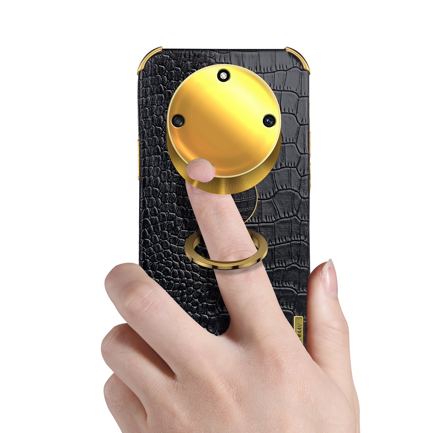 For Honor X40 5G Kickstand Phone Case Crocodile Texture PU Leather Coated 6D Electroplated TPU Cover