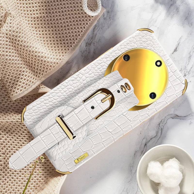 Wristband Kickstand Phone for Honor X40 5G , Electroplating PU Leather Coated TPU Anti-drop Cover