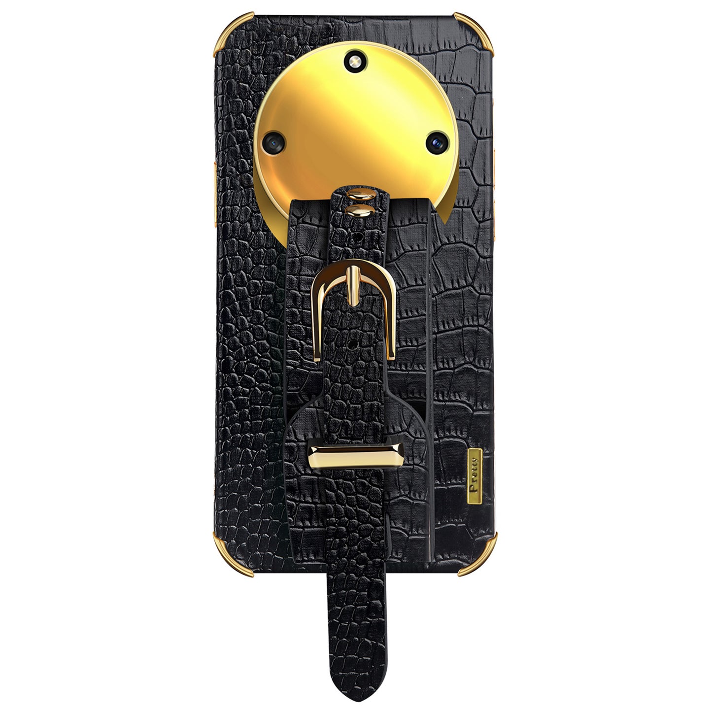 Wristband Kickstand Phone for Honor X40 5G , Electroplating PU Leather Coated TPU Anti-drop Cover