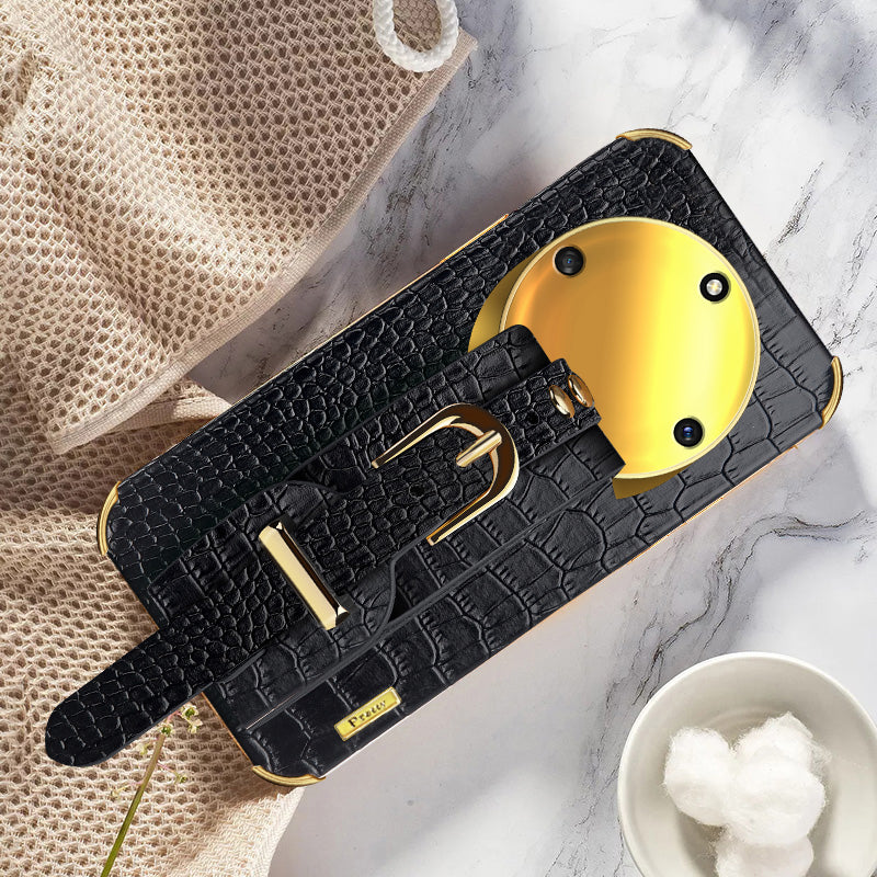 Wristband Kickstand Phone for Honor X40 5G , Electroplating PU Leather Coated TPU Anti-drop Cover