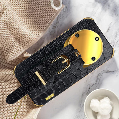 Wristband Kickstand Phone for Honor X40 5G , Electroplating PU Leather Coated TPU Anti-drop Cover