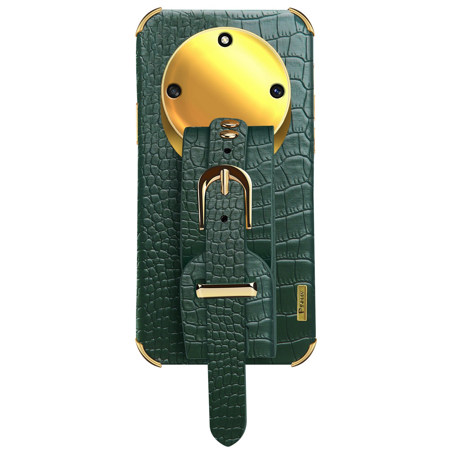 Wristband Kickstand Phone for Honor X40 5G , Electroplating PU Leather Coated TPU Anti-drop Cover