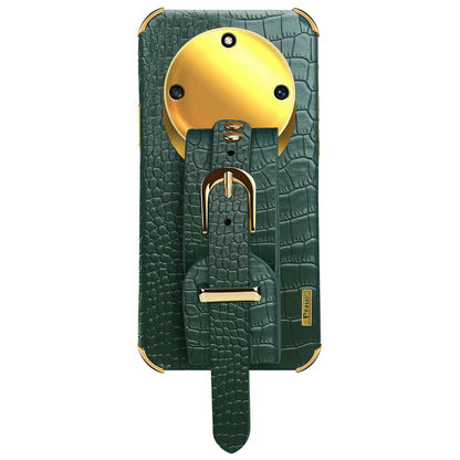 Wristband Kickstand Phone for Honor X40 5G , Electroplating PU Leather Coated TPU Anti-drop Cover