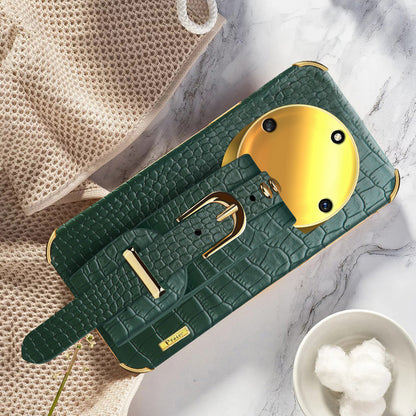 Wristband Kickstand Phone for Honor X40 5G , Electroplating PU Leather Coated TPU Anti-drop Cover