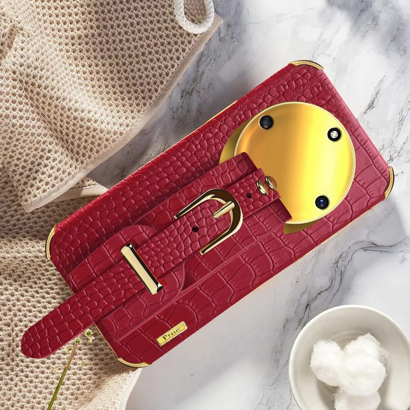 Wristband Kickstand Phone for Honor X40 5G , Electroplating PU Leather Coated TPU Anti-drop Cover