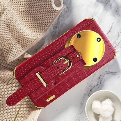 Wristband Kickstand Phone for Honor X40 5G , Electroplating PU Leather Coated TPU Anti-drop Cover