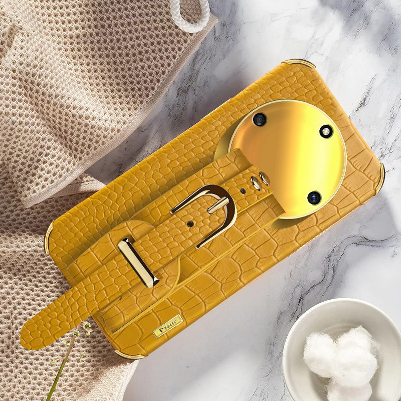 Wristband Kickstand Phone for Honor X40 5G , Electroplating PU Leather Coated TPU Anti-drop Cover