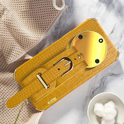 Wristband Kickstand Phone for Honor X40 5G , Electroplating PU Leather Coated TPU Anti-drop Cover