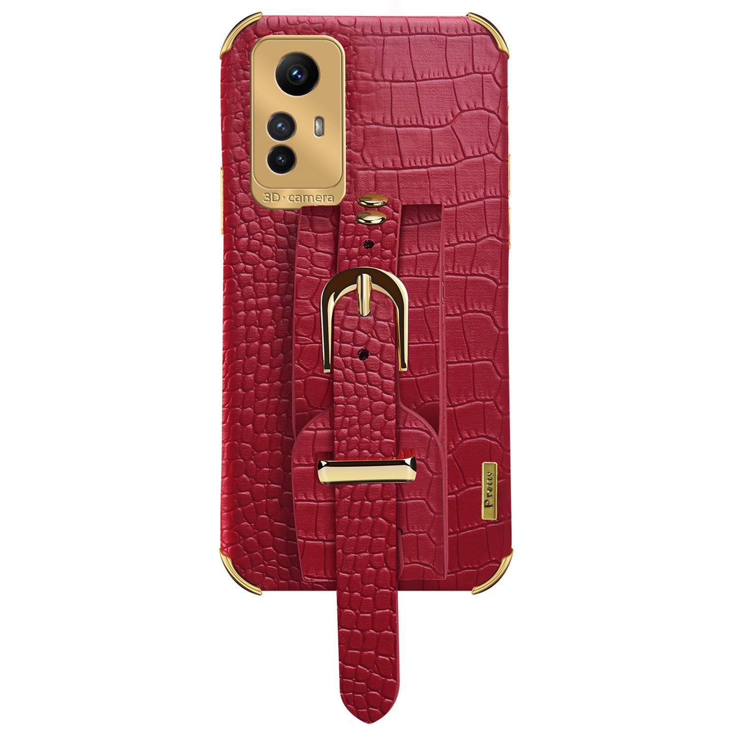 For Xiaomi Redmi Note 12S 4G Electroplating Phone Cover Wristband Kickstand Leather Coated TPU Case