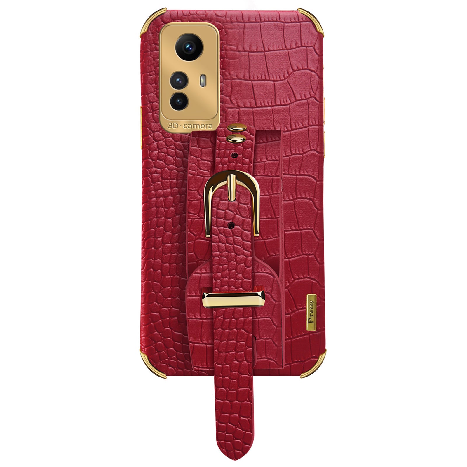 For Xiaomi Redmi Note 12S 4G Electroplating Phone Cover Wristband Kickstand Leather Coated TPU Case