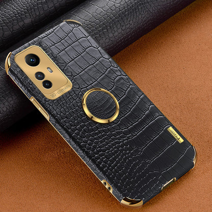 For Xiaomi Redmi Note 12S 4G Crocodile Texture Kickstand Phone Case 6D Electroplated PU Leather + TPU Cover