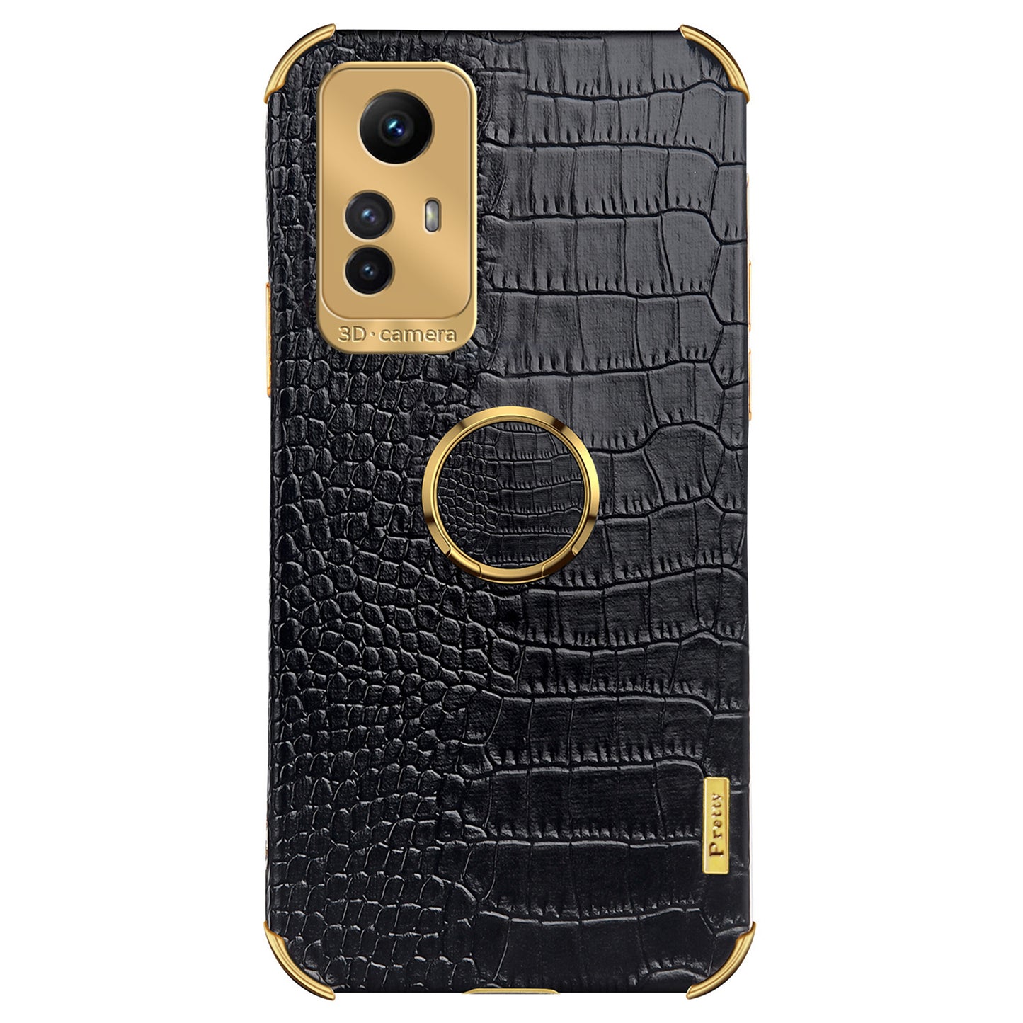 For Xiaomi Redmi Note 12S 4G Crocodile Texture Kickstand Phone Case 6D Electroplated PU Leather + TPU Cover