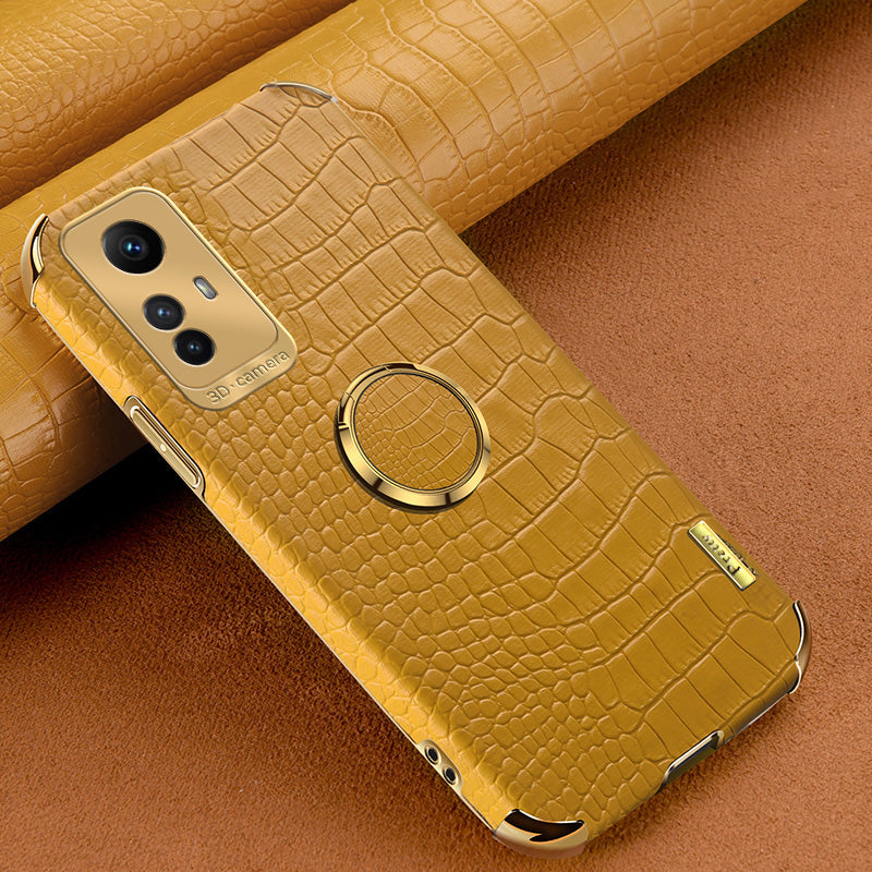 For Xiaomi Redmi Note 12S 4G Crocodile Texture Kickstand Phone Case 6D Electroplated PU Leather + TPU Cover