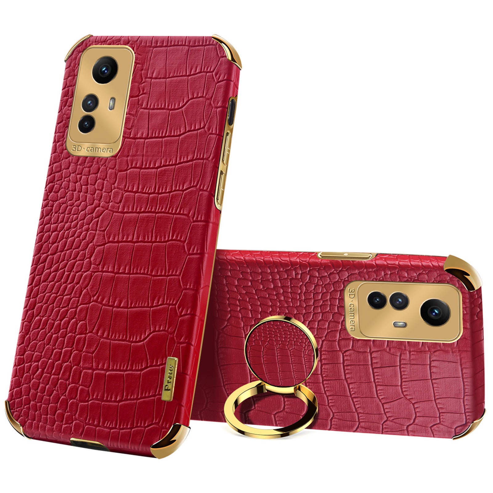 For Xiaomi Redmi Note 12S 4G Crocodile Texture Kickstand Phone Case 6D Electroplated PU Leather + TPU Cover