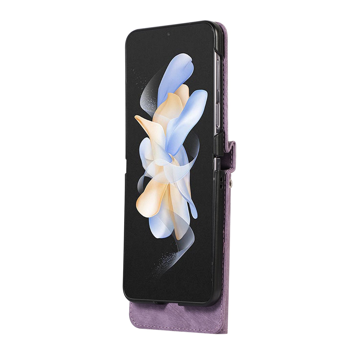 For Samsung Galaxy Z Flip5 5G RFID Blocking Card Bag Case PU Leather+PC Phone Cover with Kickstand