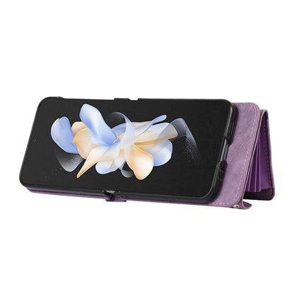 For Samsung Galaxy Z Flip5 5G RFID Blocking Card Bag Case PU Leather+PC Phone Cover with Kickstand