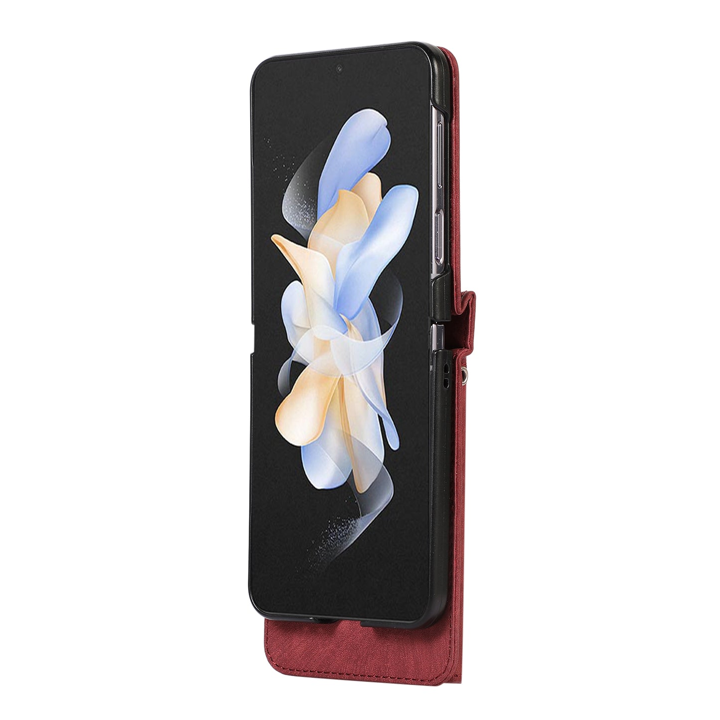 For Samsung Galaxy Z Flip5 5G RFID Blocking Card Bag Case PU Leather+PC Phone Cover with Kickstand