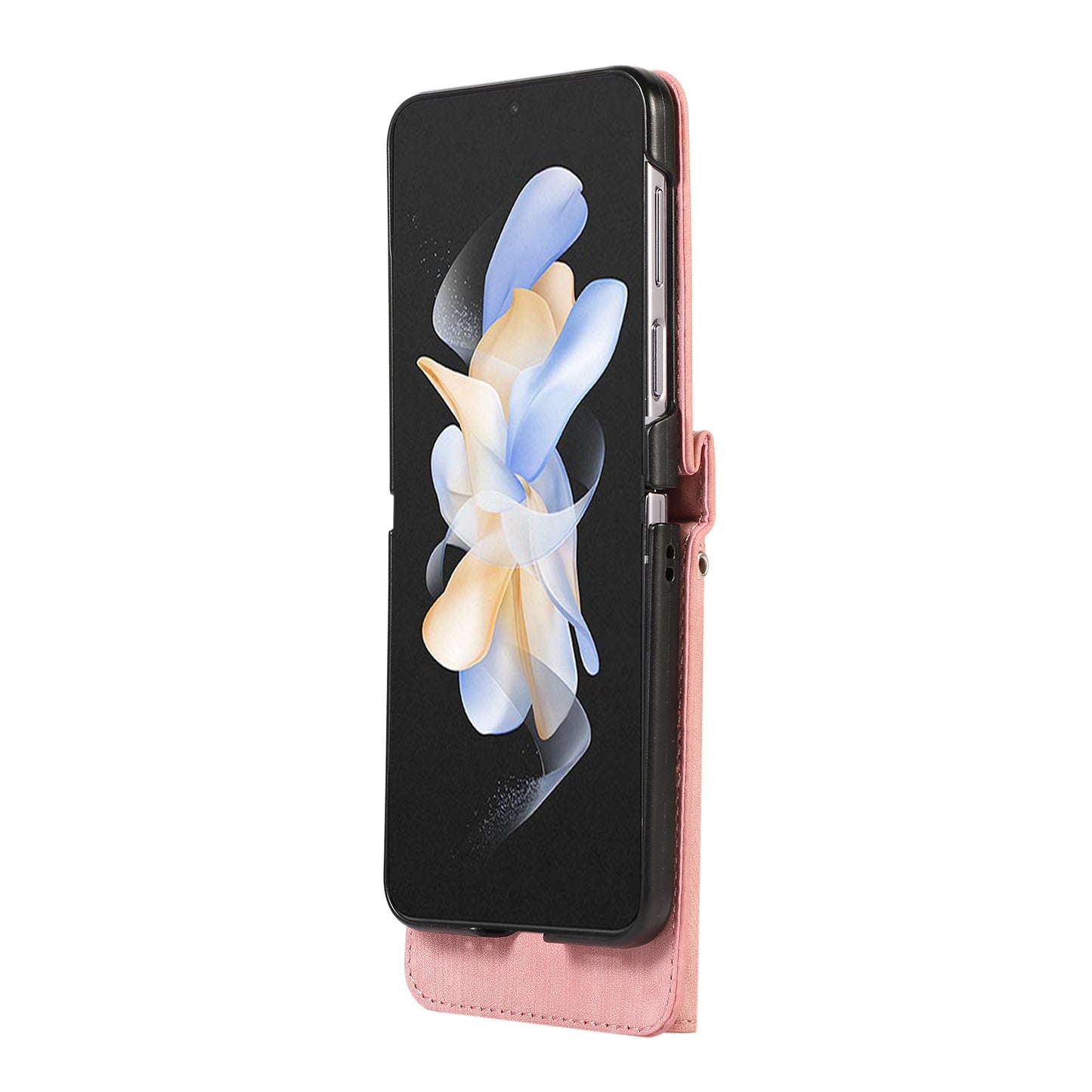 For Samsung Galaxy Z Flip5 5G RFID Blocking Card Bag Case PU Leather+PC Phone Cover with Kickstand