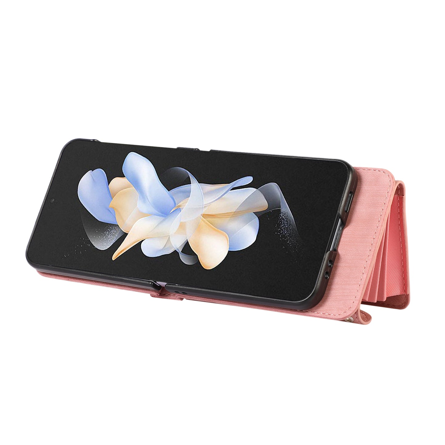 For Samsung Galaxy Z Flip5 5G RFID Blocking Card Bag Case PU Leather+PC Phone Cover with Kickstand